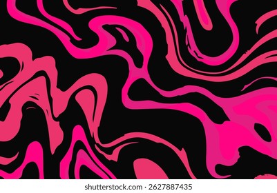 Abstract vector illustration featuring flowing magenta and black organic lines and shapes. Dynamic, wavy pattern ideal for backgrounds, fashion, decor, or artistic graphic design elements.
