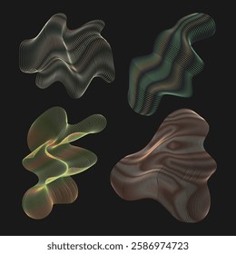 Abstract vector illustration featuring fluid, wavy line compositions on a dark background