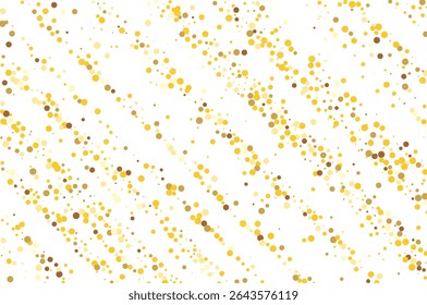Abstract vector illustration featuring scattered yellow and brown dots, confetti on a white background. The composition includes random patterns and varying sizes, creating a dynamic visual effect.