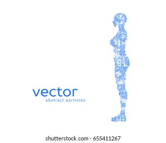 Abstract vector illustration of female body on white background. Side view.