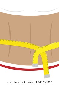 abstract vector illustration of a female torso with measuring tape in flat design