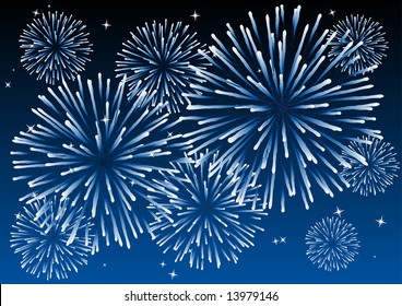 Abstract vector illustration of fireworks in the sky