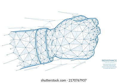 Abstract vector illustration of a fist symbolizing defense, resistance or strength on white background. Fight gesture concept design.