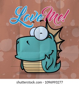 Abstract vector illustration of flask with cartoon alien. EPS10