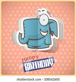 Abstract vector illustration of flask with cartoon elephant. EPS10
