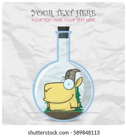 Abstract vector illustration of flask with cartoon goat. EPS10