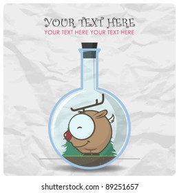 Abstract vector illustration of flask with cartoon deer. EPS10
