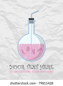 Abstract vector illustration of flask on a paper-background. Place for your text.