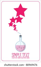 Abstract vector illustration of flask and stars. Place for your text.