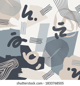 Abstract vector illustration in flat style with grey color. Abstract pattern background