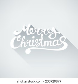 Abstract vector Illustration. Flat style Merry Christmas text with shadow. Background for banner, poster, flyer, card, postcard, invitation, cover, brochure. Logo design.