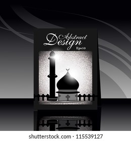 Abstract vector illustration of flayer design in religious Ed background with mosque and shiny presentation.