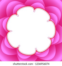 Abstract vector illustration of a floral frame and white space for text. Pink flower petals in the background. Frames and borders.