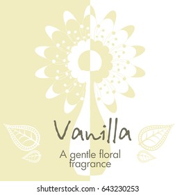 Abstract vector illustration of a flower of vanilla in a perfume bottle. Template for use in perfumery and aromatherapy.