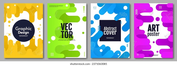 Abstract vector illustration. Fluid dynamic shapes. Set of posters. Design for invitation, cover, poster, banner.