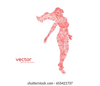 Abstract vector illustration of flying beautiful woman.