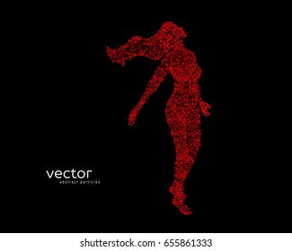 Abstract vector illustration of flying beautiful woman.