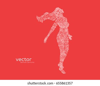 Abstract vector illustration of flying beautiful woman.