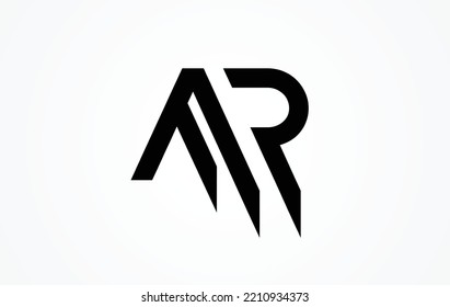 Abstract vector illustration font logo design background "A" and "R" black color modern branding