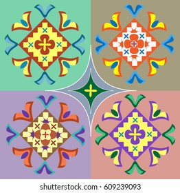 Abstract vector illustration with four fragments ornament from Estonia