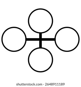 Abstract vector illustration of four interconnected circles forming a unique geometric pattern, ideal for design projects needing a minimalist and symbolic representation.
