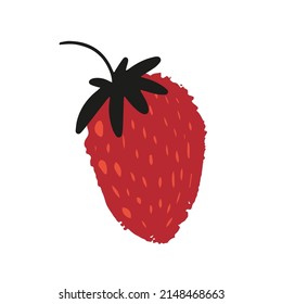Abstract vector illustration of fresh picked strawberry. Farm garden berry, modern sketch