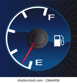 Abstract vector illustration of a gasmeter running on empty