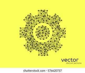 Abstract vector illustration of gear sign on yellow background.