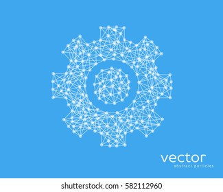 Abstract vector illustration of gear sign on blue background.