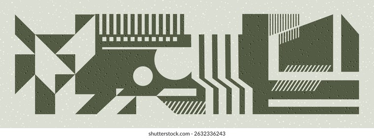 Abstract Vector illustration – Geometric Ethnic Shapes with Grunge Texture on Soft Green Background.