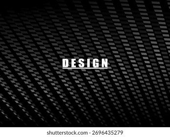 Abstract vector illustration with geometric pattern of gray gradient slanted squares over dark background, suitable for poster, cover, banner or graphic template.