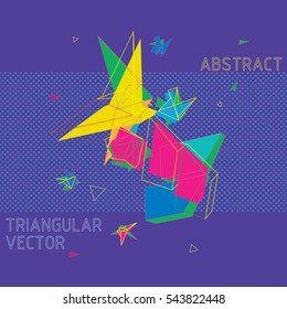 Abstract Vector Illustration in geometric polygonal style. Bright neon colors for impact. 