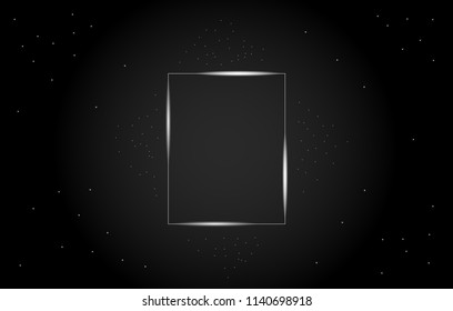 Abstract vector illustration of a geometric rectangle in the center. Frame with with stars with dark background.