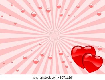 Abstract vector illustration of glassy hearts