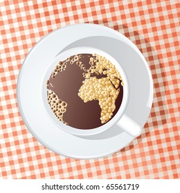 abstrakte Vektorgrafik des Globus in der Tasse Kaffee