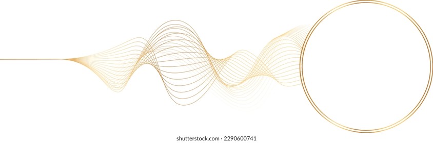 abstract vector illustration of gold colored wave lines with circle frame - vector background