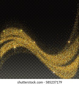 Abstract vector illustration of golden glitter stream. 