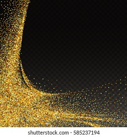 Abstract vector illustration of golden glitter stream. 