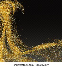 Abstract vector illustration of golden glitter stream. 