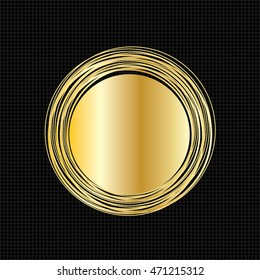 Abstract vector illustration with golden round frame