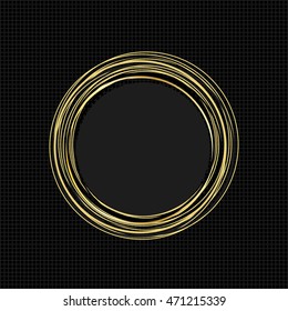Abstract vector illustration with golden round frame