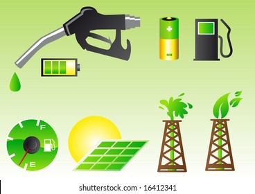 Abstract vector illustration of green energy symbols