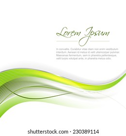 Abstract vector illustration with green wave on a white background/design with place for your content or creative editing