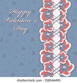 Abstract vector illustration. Greeting Card for Valentine's Day. Ornamental flowers, heart