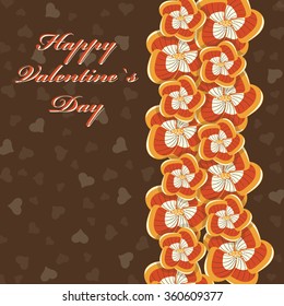 Abstract vector illustration. Greeting Card for Valentine's Day. Ornamental flowers, heart