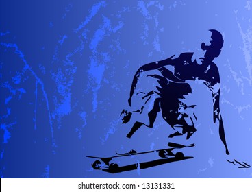 Abstract vector illustration of a grungy young skaterboy