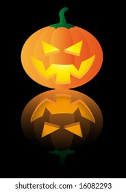 Abstract vector illustration of a halloween pumpkin over a black background
