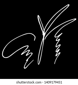 Abstract vector illustration of hand drawn butterfly isolated on black background. Ink drawing, graphic style. Outline. Simple