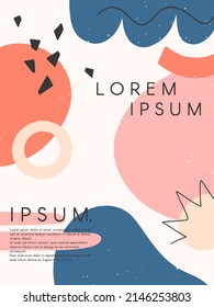 Resumen de ilustraciones vectoriales con varias formas orgánicas dibujadas a mano y elementos gráficos con espacio de copia para texto.Diseño artístico contemporáneo a la moda para impresiones, volantes, banners,diseño de marca,portadas