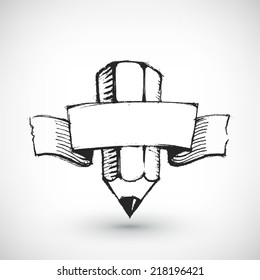 Abstract vector Illustration. Hand drawn banner with place for text. Background design. Stylized design element.